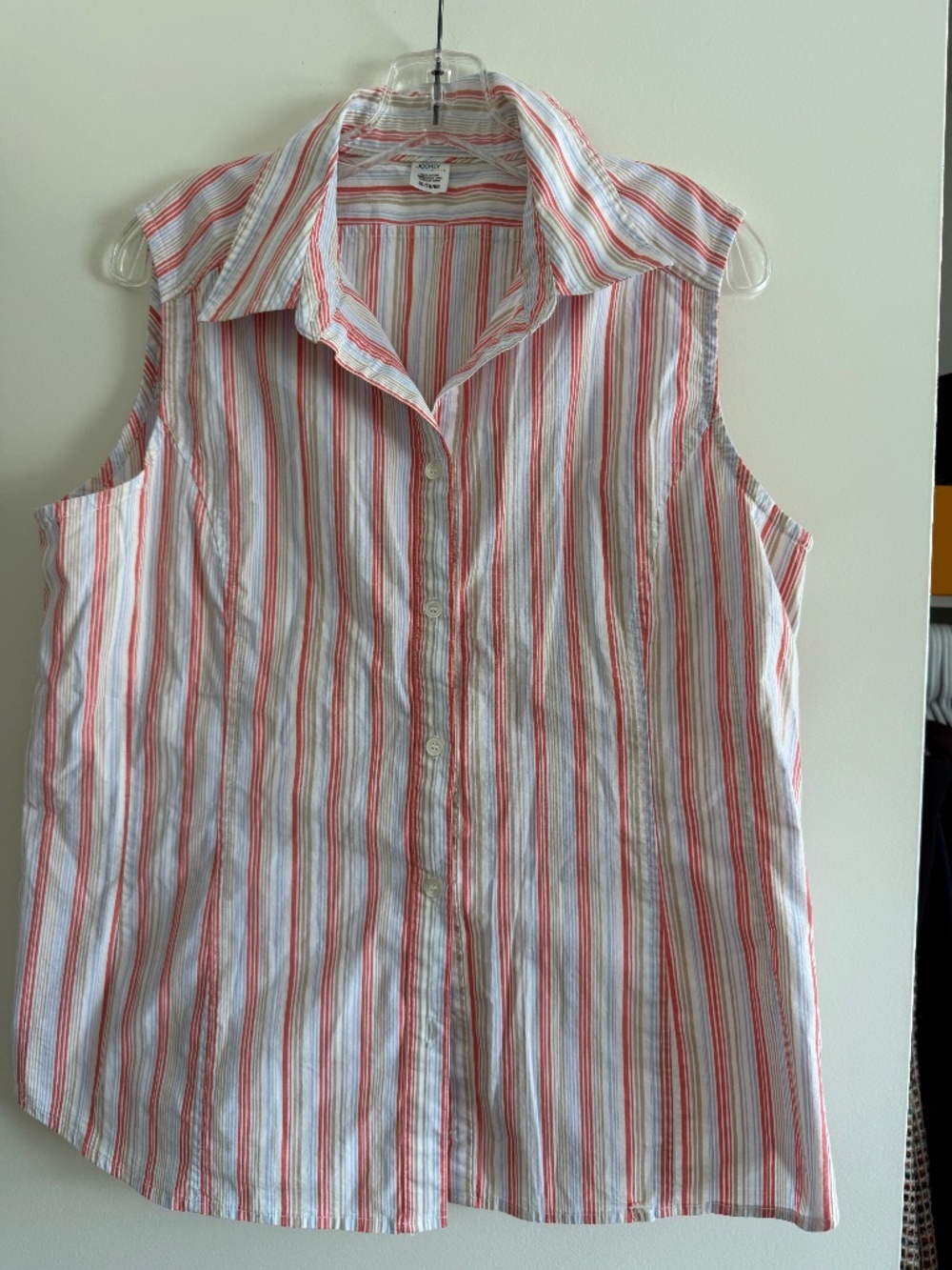 Jockey Striped Sleeveless Button-Down Shirt - Size XL